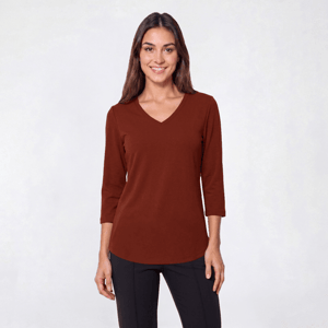 Petite Preswick & Moore(R) 3/4 Sleeve V-Neck Solid Tee alternate view